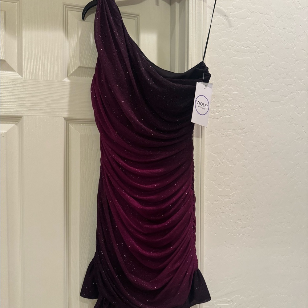 NWT Juniors' Violet Weekend One Shoulder Ombre Glitter Knit Body Con Dress 11/12
